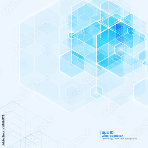 Abstract technology background. Lowpoly vector illustration. Used effect transparency layers of lights and shapes
