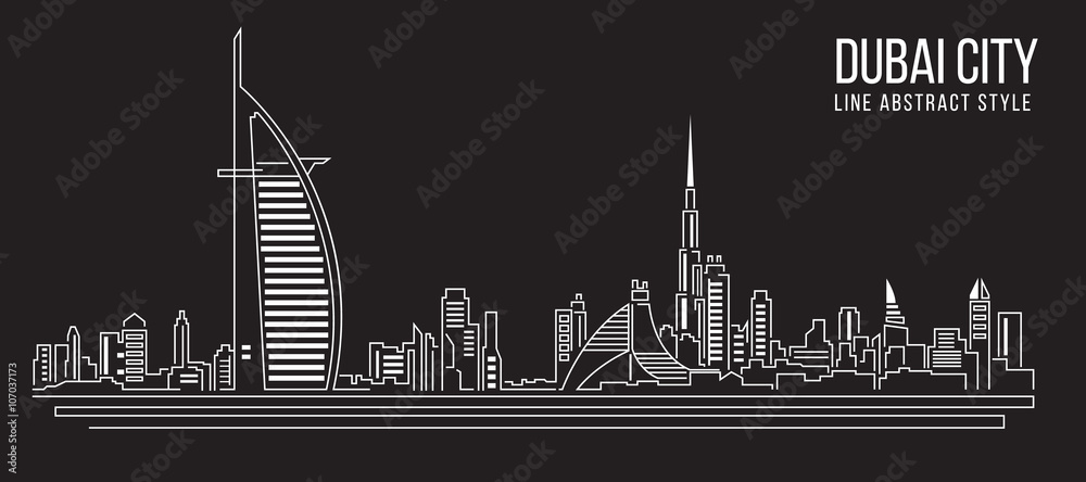 Cityscape Building Line art Vector Illustration design Dubai city