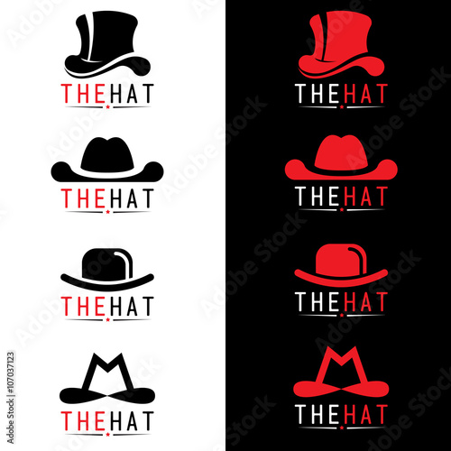 Black and red hat logo vector set design