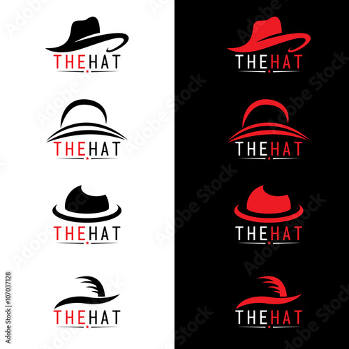 Black and red hat logo vector set design