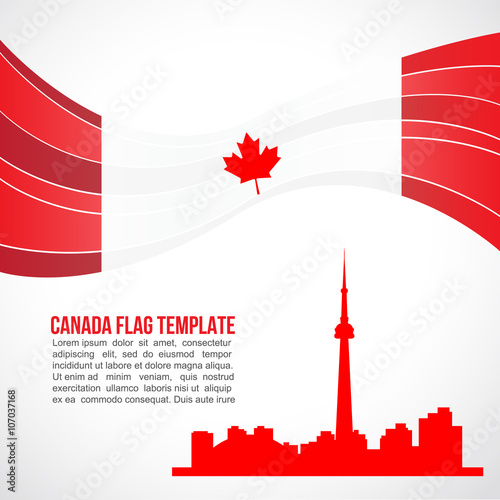 Canada flag wave and the landmark CN Tower