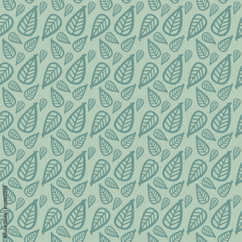 A seamless illustrated leaf background pattern A seamless illustrated leaf background pattern
