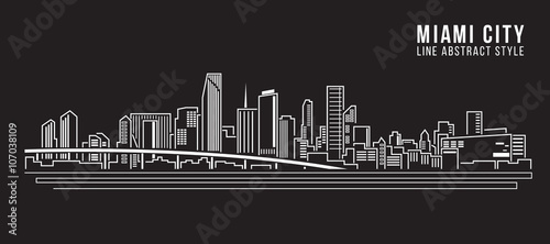 Fototapeta Cityscape Building Line art Design ilustracji - Miami miasta