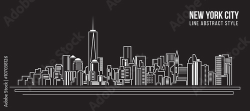 Cityscape Building Line art Vector Illustration design - new york city