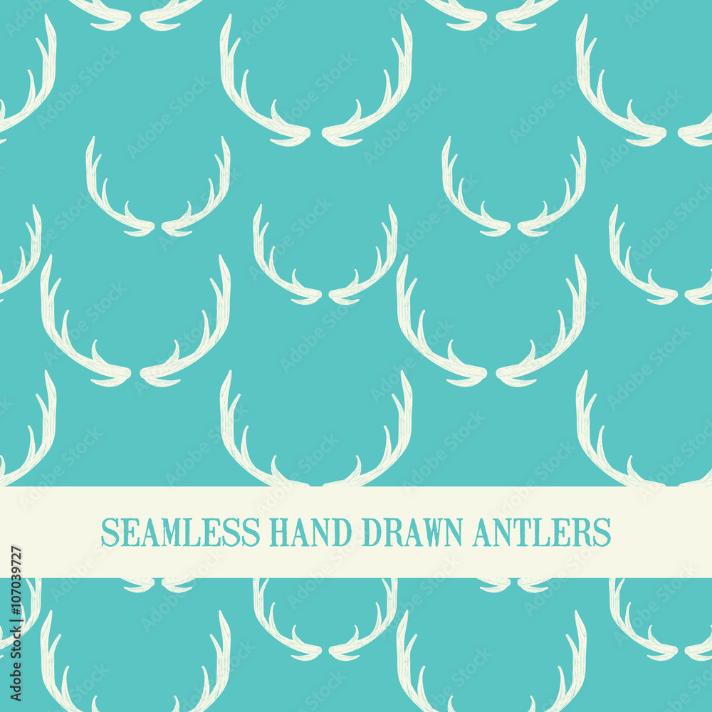 A seamless hand drawn set of antlers A seamless hand drawn set of antlers