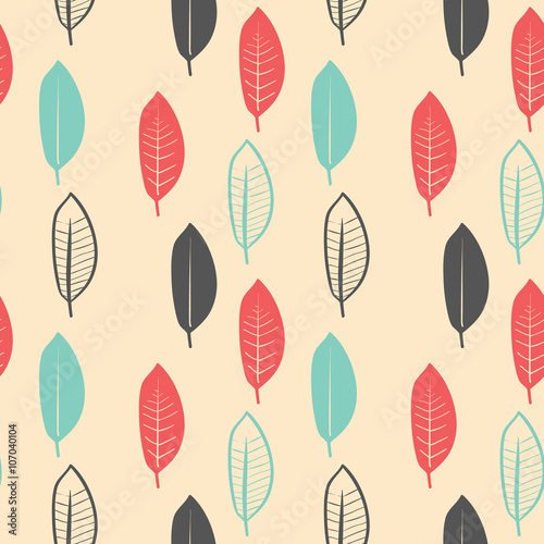 A seamless illustrated leaf background pattern