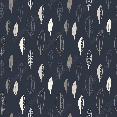 A seamless illustrated leaf background pattern