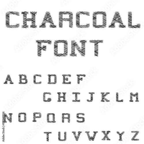 Charcoal font. Large black printed Latin letters.