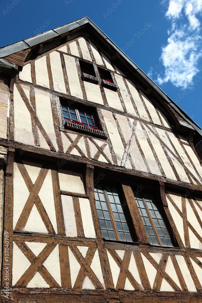 Traditional Burgundy timbered houses in Dijon, France