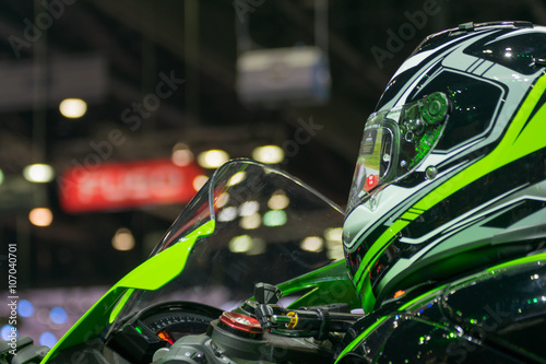 Zoom motorcycle helmet in Car show event photo