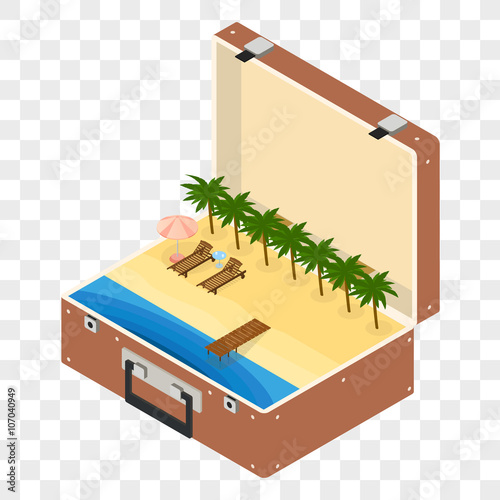 Open the Suitcase for travel. The isometry.