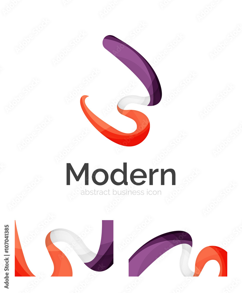 Obraz premium Abstract 3d swirl ribbon logo template with business card corporate identity design