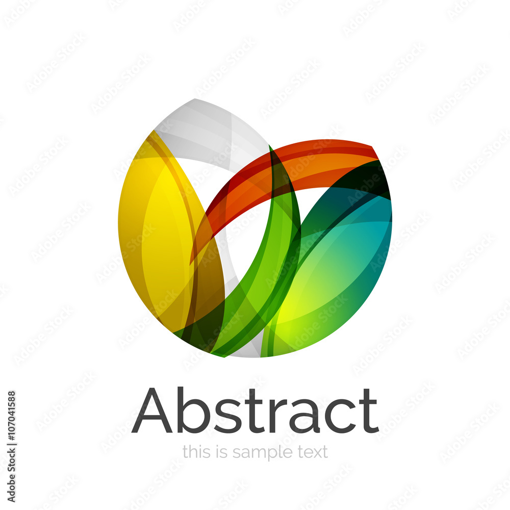 Circle logo. Transparent overlapping swirl shapes. Modern clean business icon Circle logo. Transparent overlapping swirl shapes. Modern clean business icon