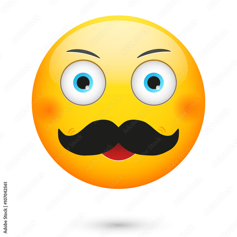 Emoticon with mustache. Isolated vector illustration on white background Emoticon with mustache. Isolated vector illustration on white background