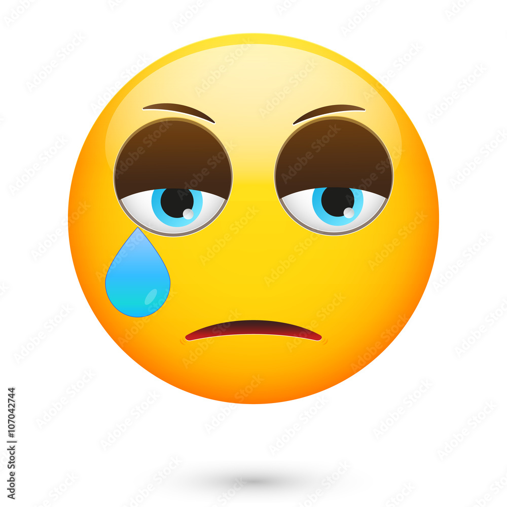 Fototapeta premium Crying emoticon. Isolated vector illustration on white background