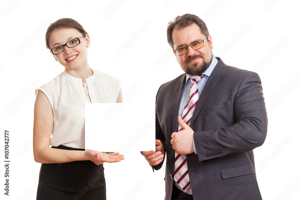 the woman and the man hold a sheet of paper the woman and the man hold a sheet of paper