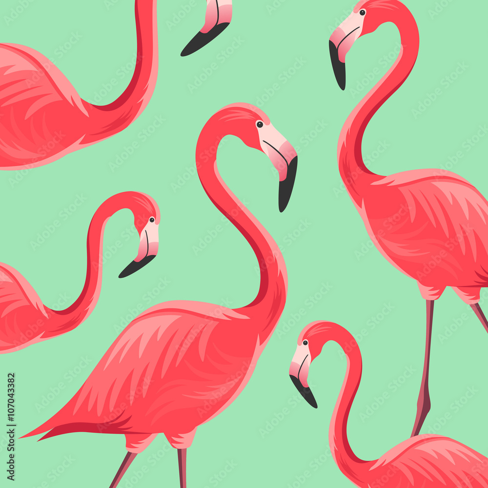 Obraz premium Vector Illustration of an Abstract Background with Flamingos