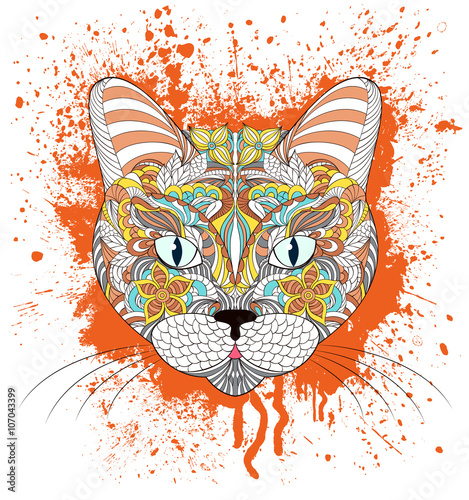  head of cat on grunge splash