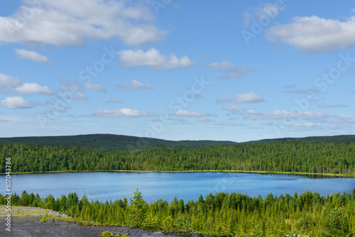 Northern landscape with blue lake. Finnish Lapland © valeriyap