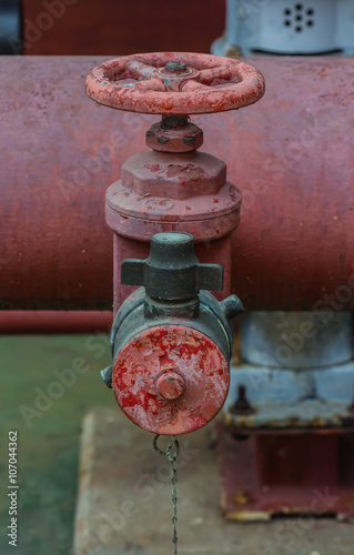 Pipes and valves of the sprinkler system in the automotive industry.