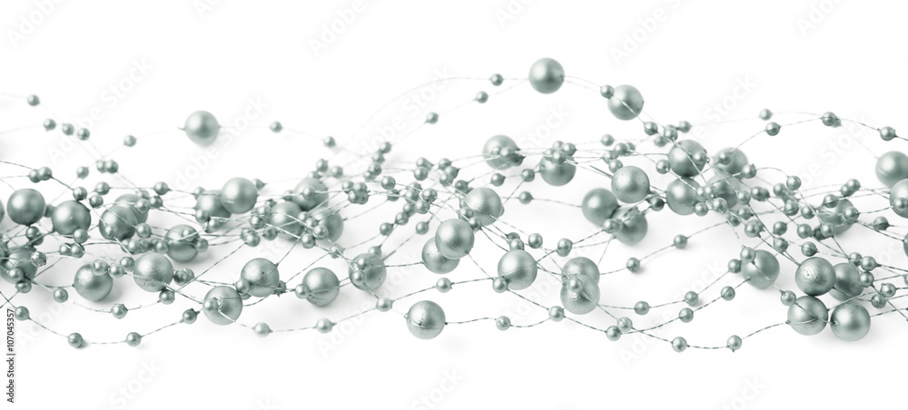 Line of beads garland thread isolated Line of beads garland thread isolated