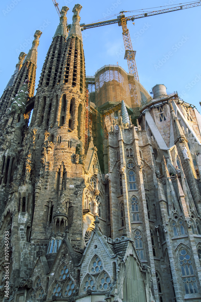 The Basilica and Expiatory Church of the Holy Family (Sagrada Familia) in Barcelona, Spain