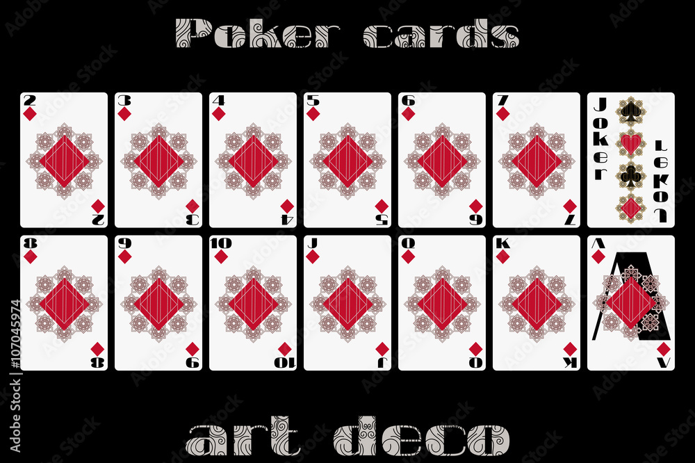 Playing cards diamond suit. Poker cards in the art deco style. Vector.  Stock Vector | Adobe Stock