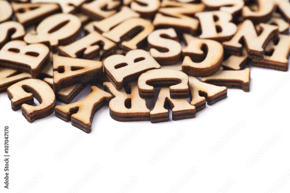 Surface covered with wooden letters Surface covered with wooden letters