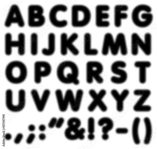Halftone alphabet font typeface in vector format