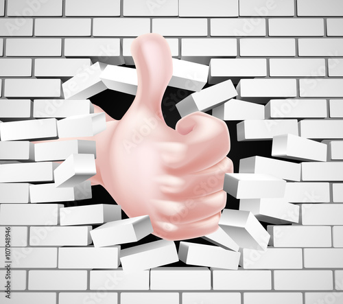 Thumbs Up Hand Breaking Wall