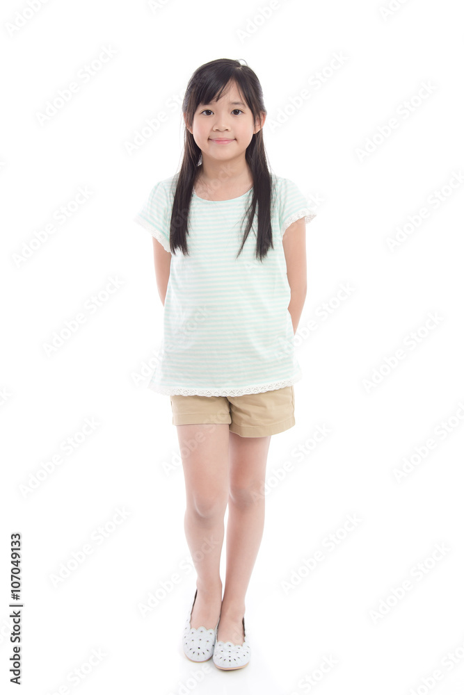 Beautiful asian girl standing on white background .. Beautiful asian girl standing on white background ..
