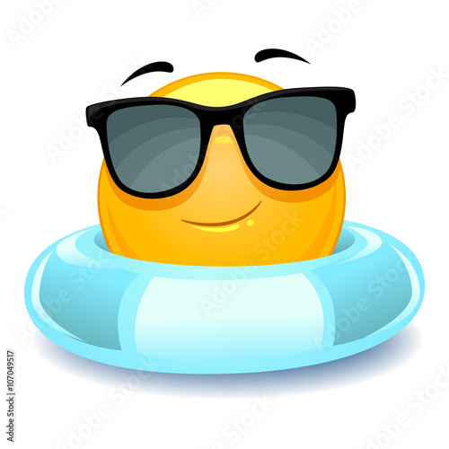 Vector Illustration of Smiley Emoticon wearing floater
