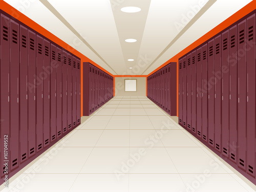 Vector Illustration of Locker School Hallway