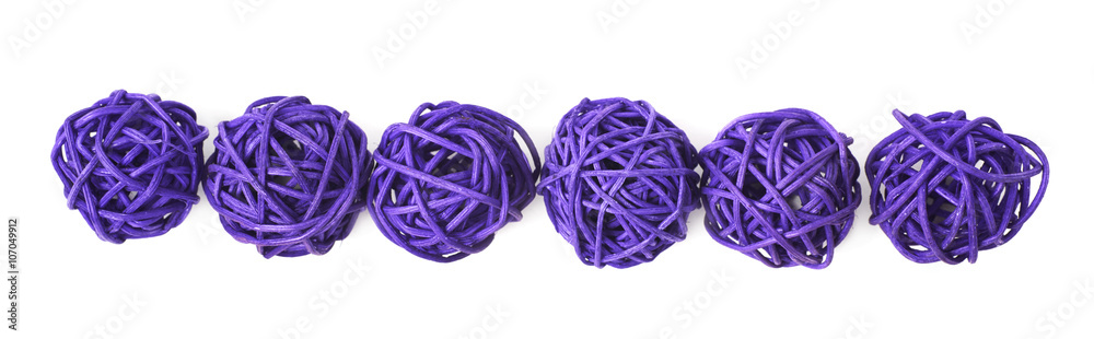Line of straw balls isolated