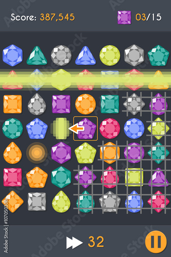 Match3 Gems Puzzle Game Screen