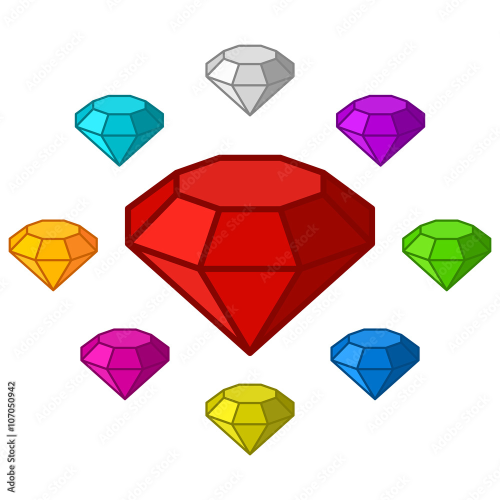 Cartoon diamonds icons set Stock Vector | Adobe Stock