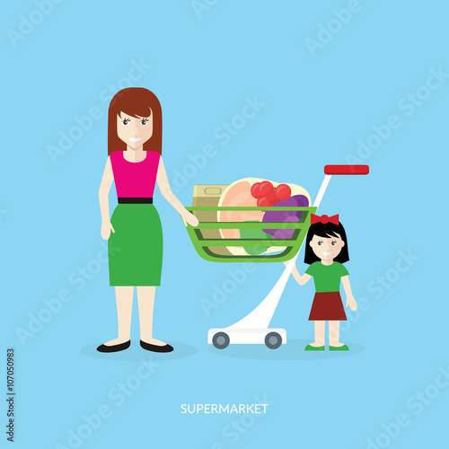 People in Supermarket Interior Design