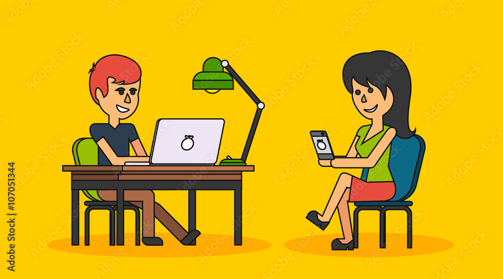 People Work in Office Design Flat People Work in Office Design Flat