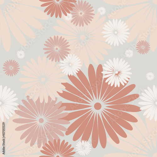 Seamless pattern with cute chamomile flowers