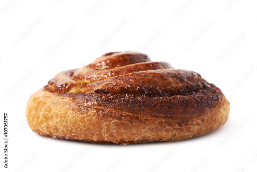 Cinnamon roll pastry bun isolated