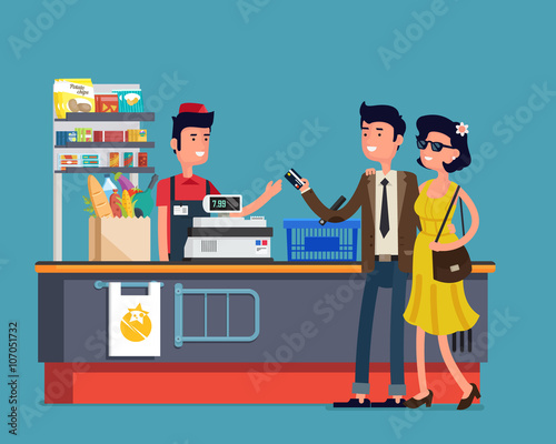 Man and woman at supermarket
