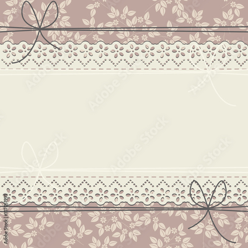 Horizontal lace frame with flowers and bows