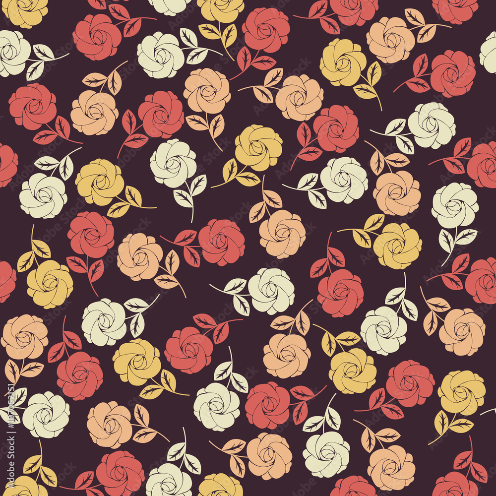 Endless pattern with colorful roses Endless pattern with colorful roses