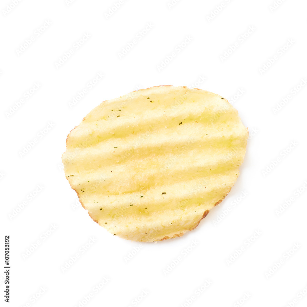 Single potato chip crisp isolated Single potato chip crisp isolated