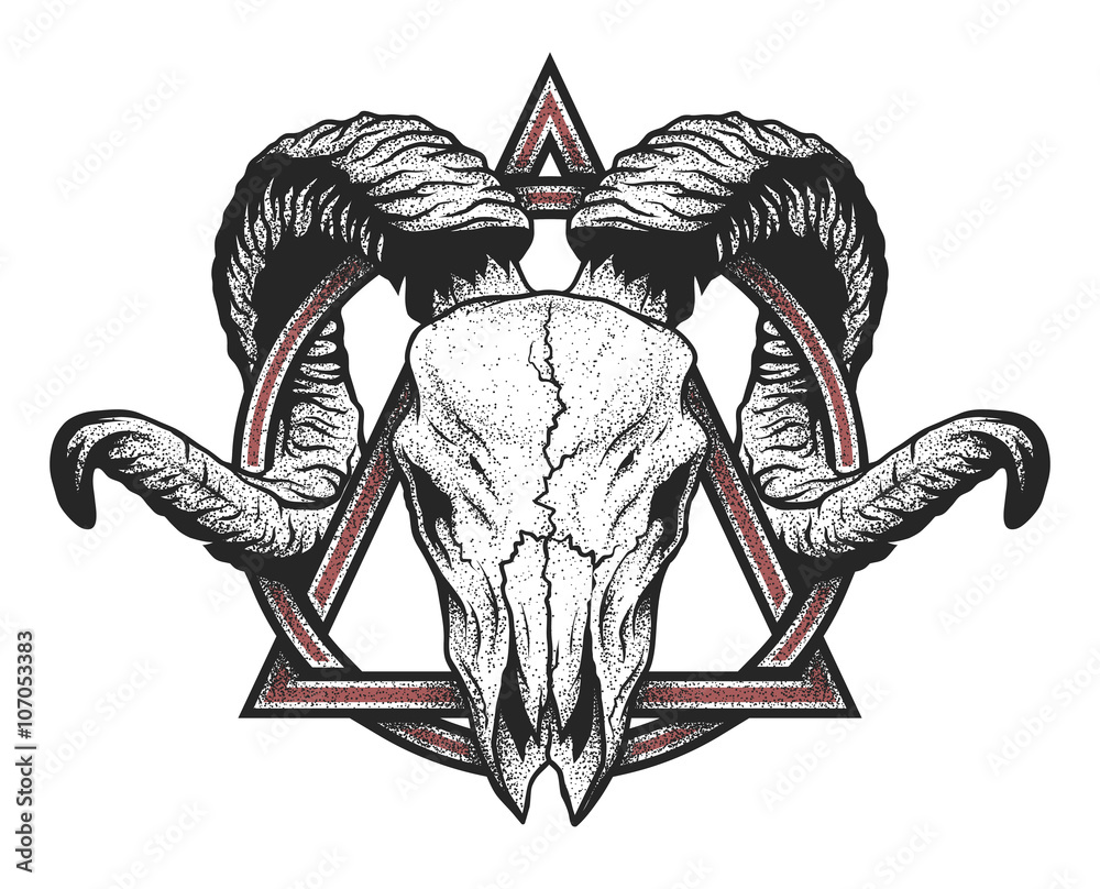 Ram skull with a geometric symbol. vector de Stock | Adobe Stock
