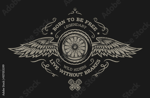 Wheel and wings. For dark background.