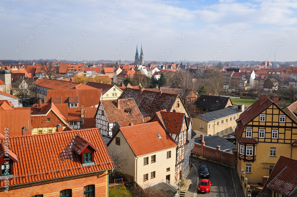 View of the town Quedlinburg from the castle,  Germany