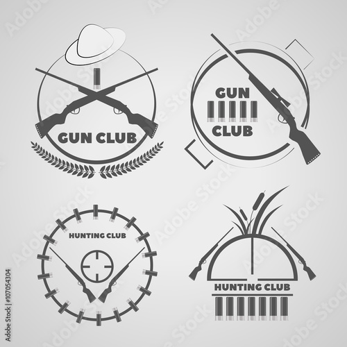 Vintage  gun club labels emblems and design elements eps 10