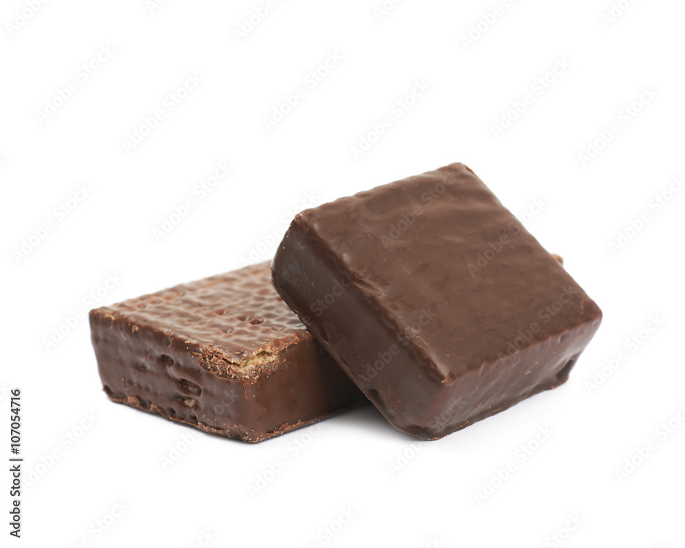 Chocolate waffle candy bar isolated Chocolate waffle candy bar isolated
