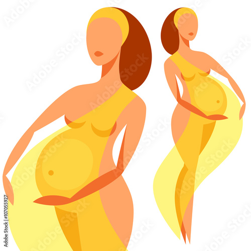 Stylized silhouette of pregnant woman. Illustration for websites, magazines and brochures